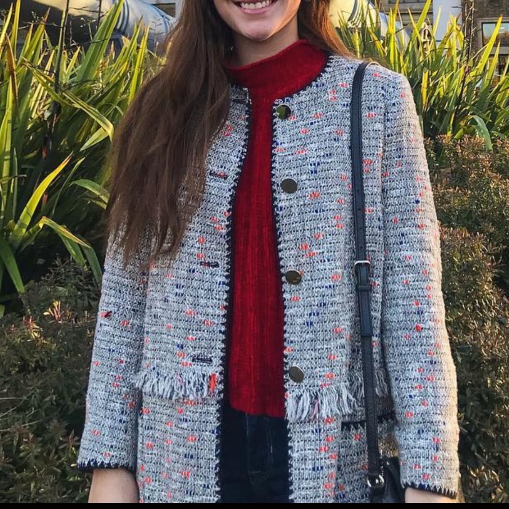 Zara Tweed Coat with Buttons